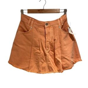 PILCRO ANTHROPOLOGIE orange denim skirt with raw hem - size 6